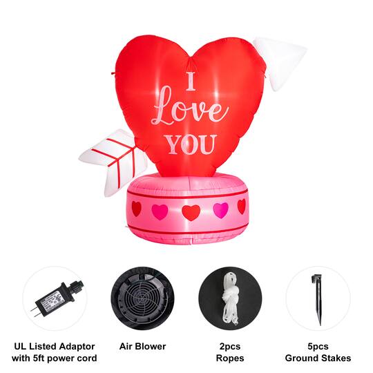 Glitzhome® 5ft. Lighted Valentine's Inflatable Heart Décor